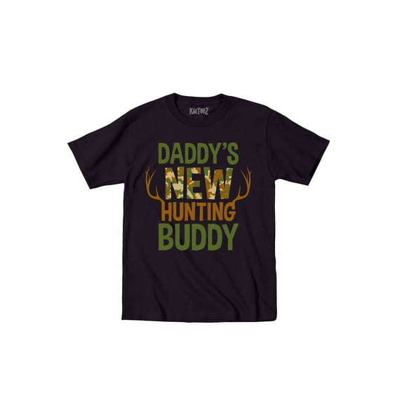 Instant Message - Daddy's New Hunting Buddy, Camo Fill -TODDLER SHORT SLEEVE TEE-3T
