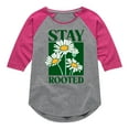thumbnail image 1 of Instant Message - Daisies Stay Rooted - Toddler & Youth Girls Raglan Graphic T-Shirt, 1 of 5