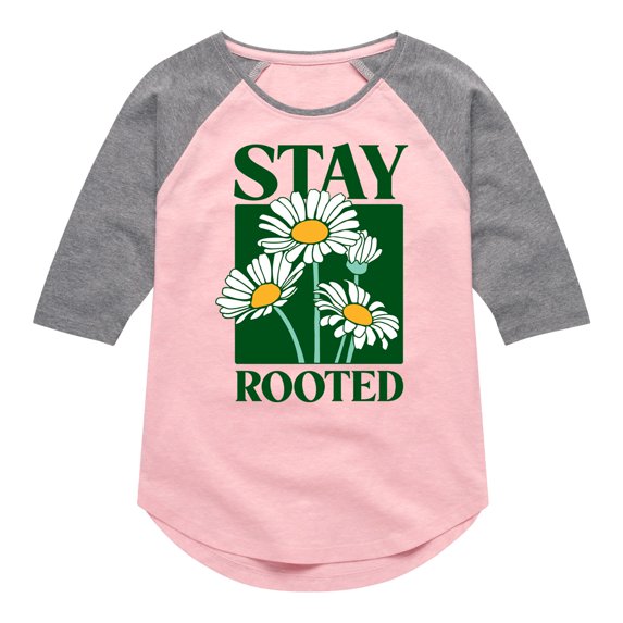 Instant Message - Daisies Stay Rooted - Toddler & Youth Girls Raglan Graphic T-Shirt