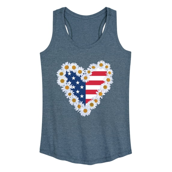 Instant Message - Daisy Heart USA Graphic Racerback Tank