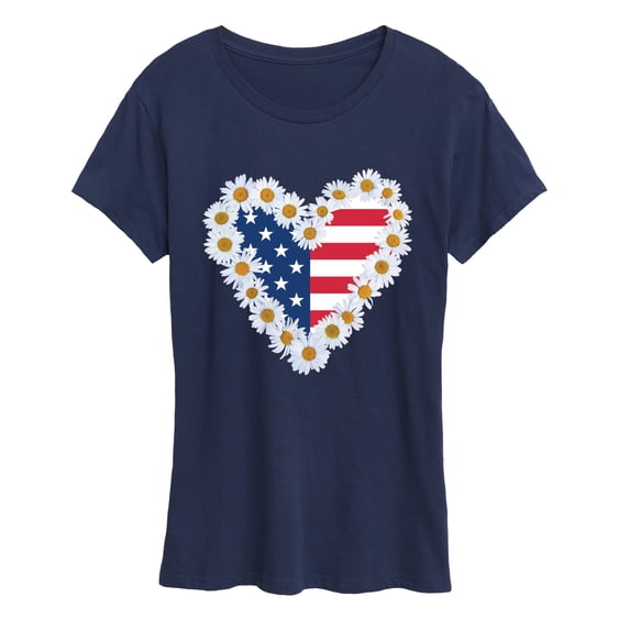 Instant Message - Daisy Heart USA Short Sleeve Graphic T-Shirt