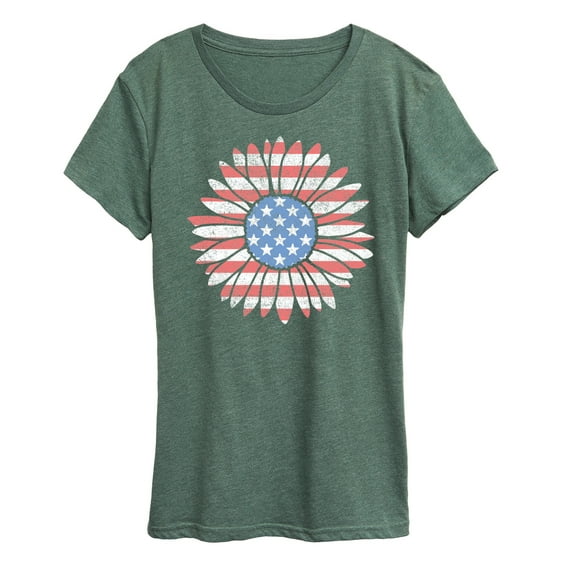 Instant Message - Daisy Usa Flag - Women's Short Sleeve Graphic T-Shirt