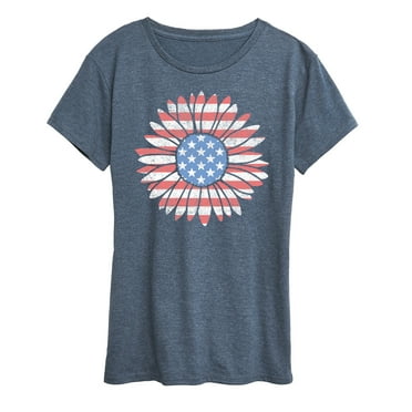 Instant Message - Daisy Usa Flag  - Women's Short Sleeve Graphic T-Shirt
