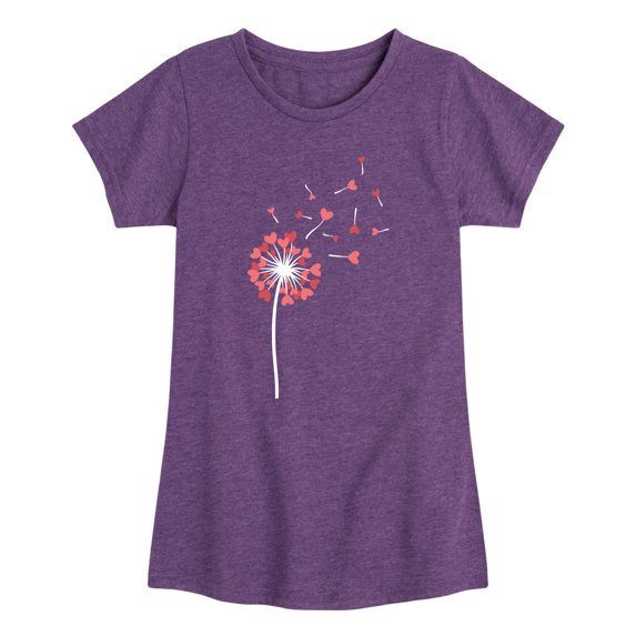 Instant Message - Dandelion Hearts Girls' Fitted Short Sleeve Graphic T-Shirt