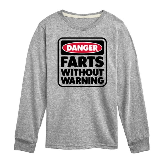 Instant Message - Danger Farts Without Warning - Toddler And Youth Long Sleeve Graphic T-Shirt