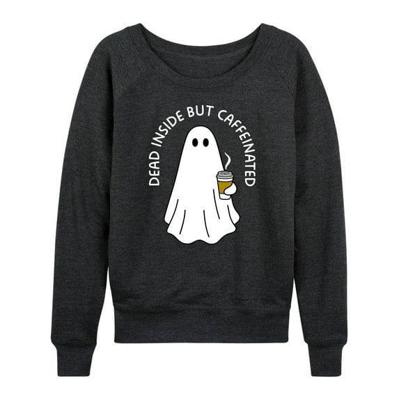 Instant Message - Dead Inside Caffeinated Ghost - Women's Lightweight French Terry Long Sleeve Shirt