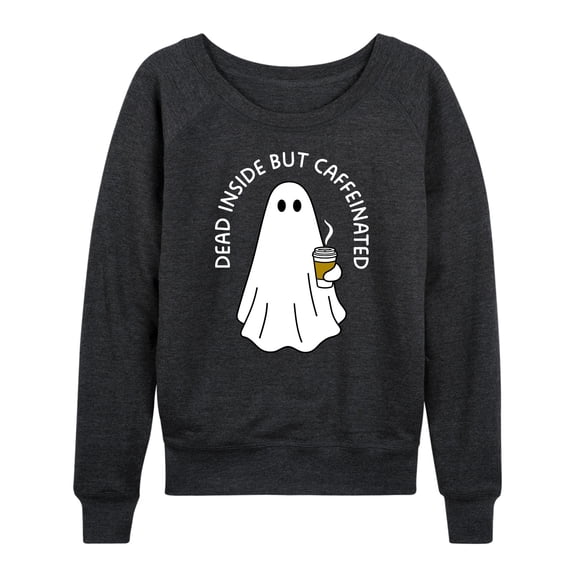 Instant Message - Dead Inside Caffeinated Ghost - Women's Lightweight French Terry Long Sleeve Shirt