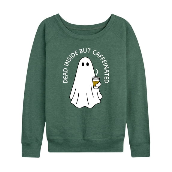 Instant Message - Dead Inside Caffeinated Ghost - Women's Lightweight French Terry Long Sleeve Shirt