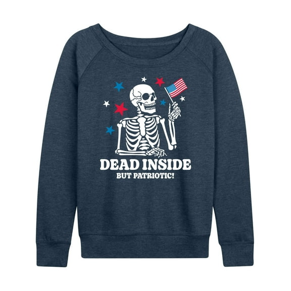 Instant Message - Dead Inside Patriotic - Women's Lightweight French Terry Long Sleeve Shirt