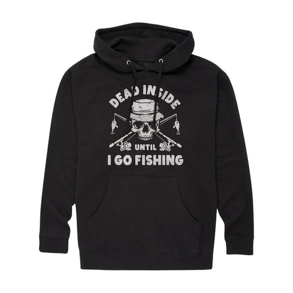 Instant Message - Dead Inside Until I Go Fishing - Men's Pullover Hooded Fleece Sweatshirt