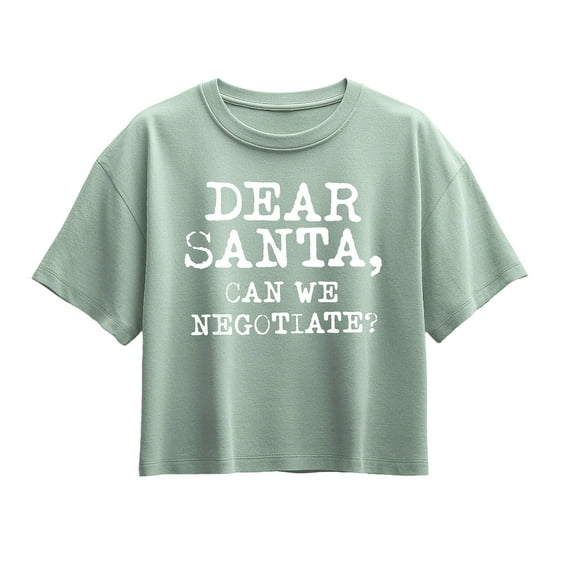 Instant Message - Dear Santa Can We Negotiate - Youth Girl Short Sleeve Boxy Tee