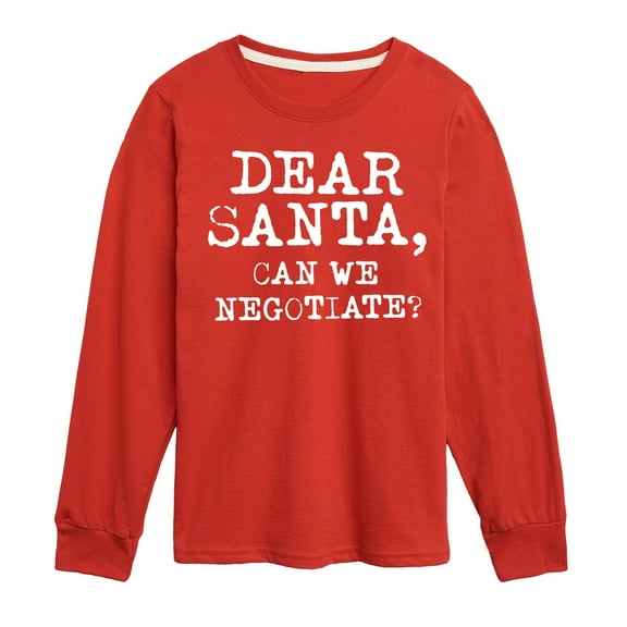 Instant Message - Dear Santa Can We Negotiate - Youth Long Sleeve Graphic T-shirt