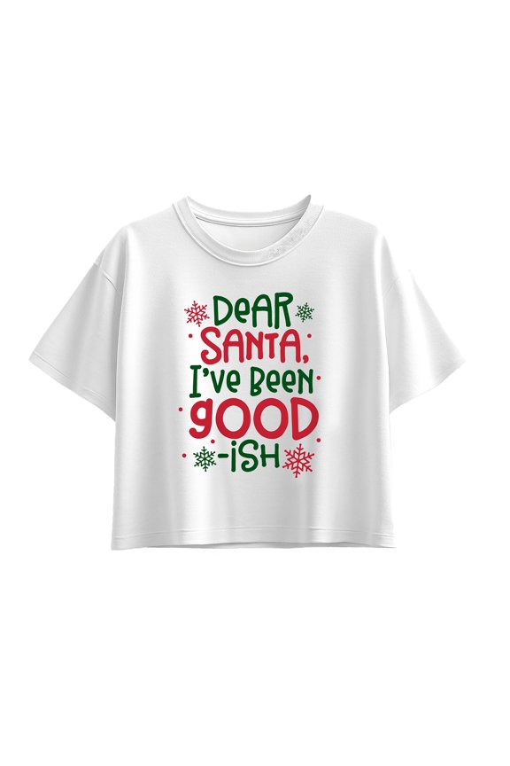 - Dear Santa Goodish - Youth Girl Short Sleeve Boxy Tee