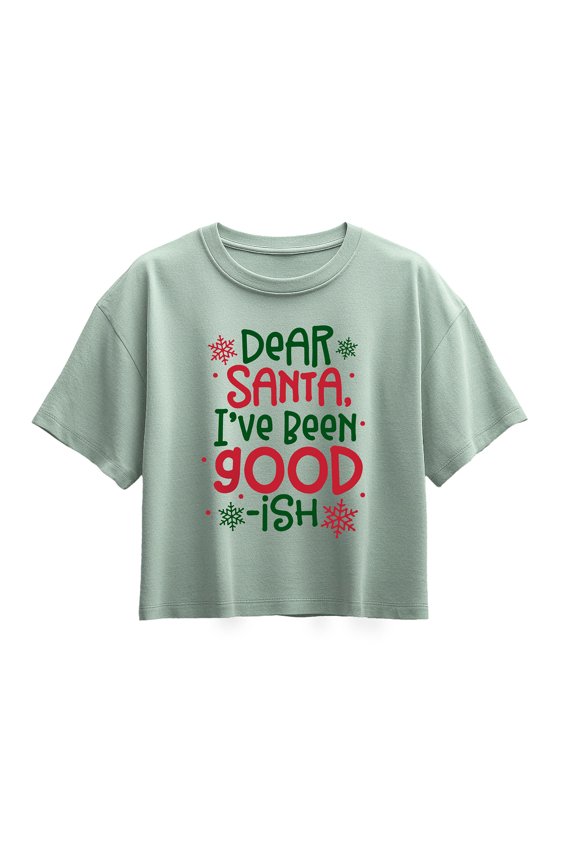 - Dear Santa Goodish - Youth Girl Short Sleeve Boxy Tee
