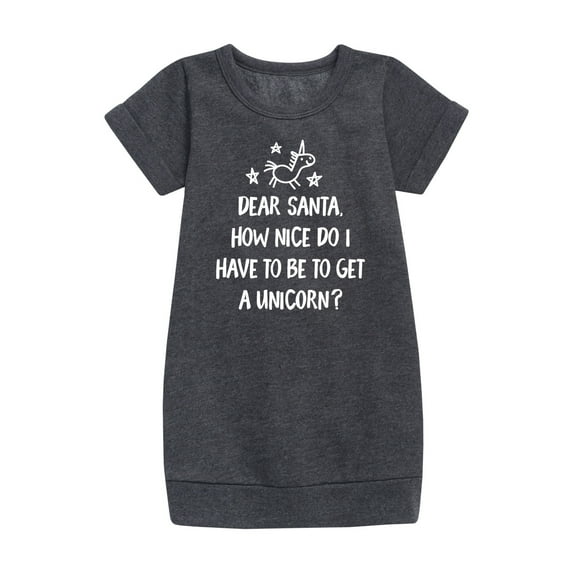 Instant Message - Dear Santa Unicorn - Toddler & Youth Girls Fleece Dress