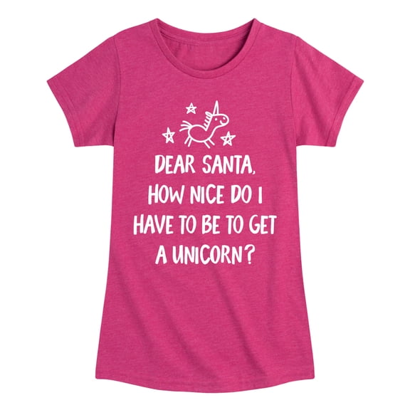 Instant Message - Dear Santa Unicorn - Toddler & Youth Girls Short Sleeve Graphic T-Shirt