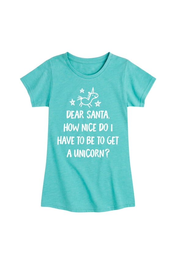 - Dear Santa Unicorn - Toddler & Youth Girls Short Sleeve Graphic T-Shirt