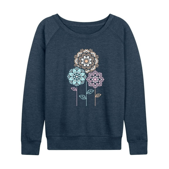 Instant Message - Decorative Flowers - Women's Lightweight French Terry Long Sleeve Shirt