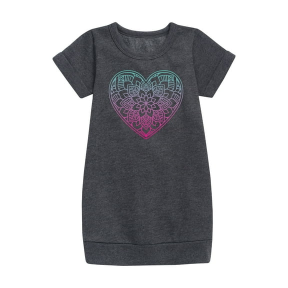 Instant Message - Decorative Gradient Heart - Toddler And Youth Girls Fleece Dress
