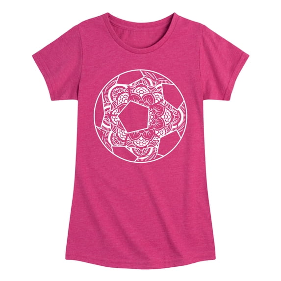 Instant Message - Decorative Soccer Ball Fitted Short Sleeve Graphic T-Shirt