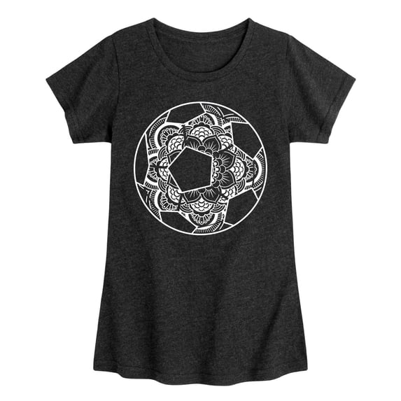 Instant Message - Decorative Soccer Ball Fitted Short Sleeve Graphic T-Shirt