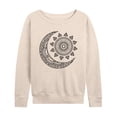 thumbnail image 1 of Instant Message - Decorative Sun Moon Women's Lightweight French Terry Wide Neck Long Sleeve Graphic Shirt, 1 of 5