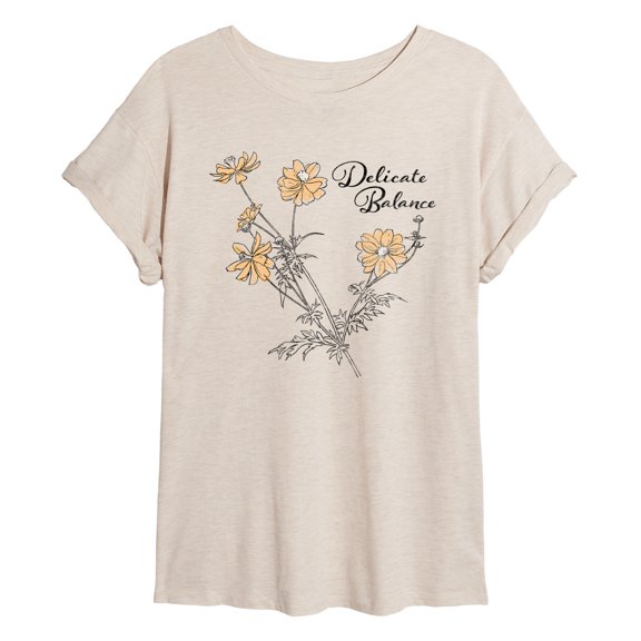 Instant Message - Delicate Balance - Juniors Oversized Graphic T-Shirt