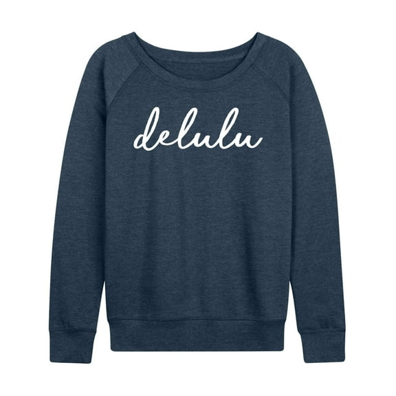 Instant Message - Delulu Cursive - Women's Lightweight French Terry Long Sleeve Shirt