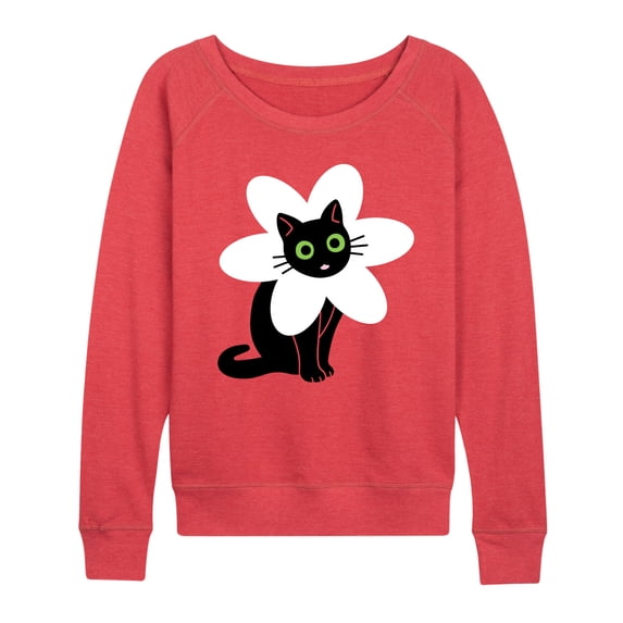 Instant Message - Derpy Flower Cat - Women's Lightweight French Terry Pullover