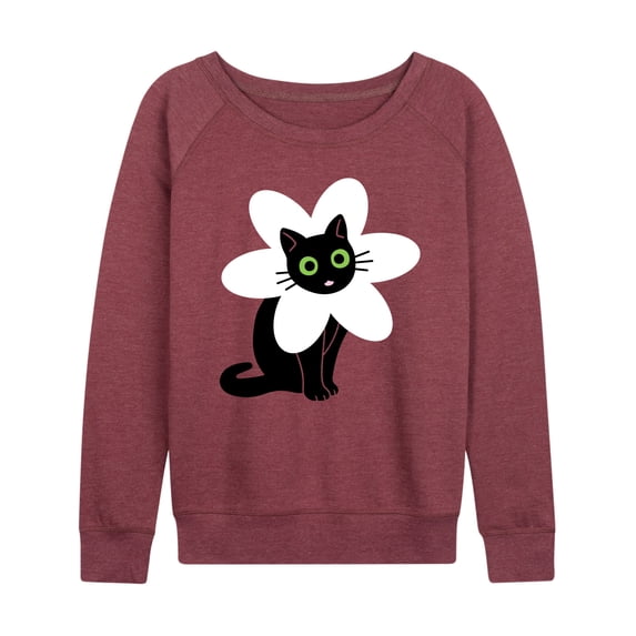 Instant Message - Derpy Flower Cat - Women's Lightweight French Terry Long Sleeve Shirt