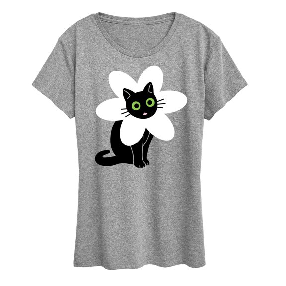 Instant Message - Derpy Flower Cat - Women's Short Sleeve Graphic T-Shirt