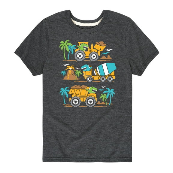 Instant Message - Dino Construction Team - Toddler And Youth Short Sleeve Graphic T-Shirt
