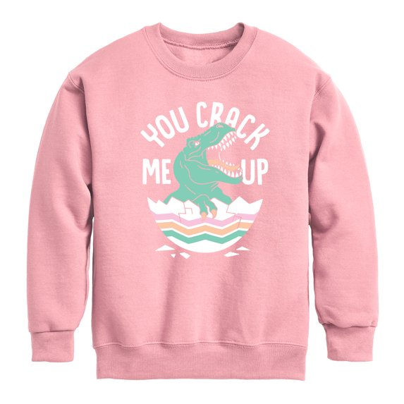Instant Message - Dino Egg You Crack Me Up - Toddler And Youth Crewneck Fleece Sweatshirt