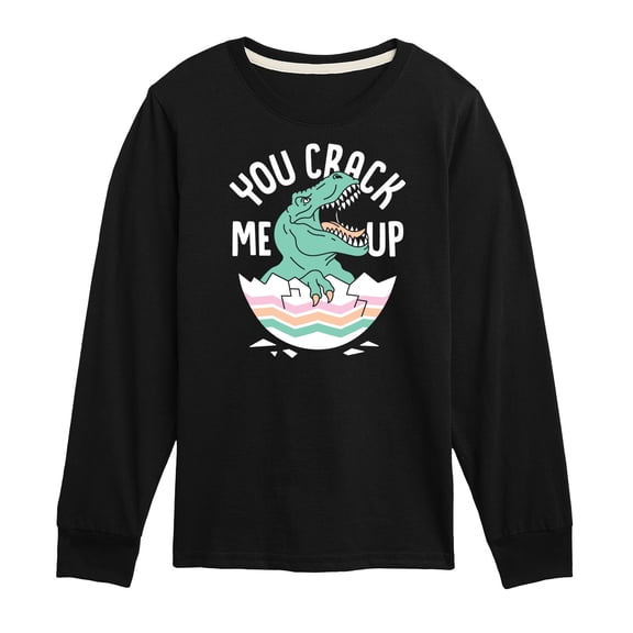 Instant Message - Dino Egg You Crack Me Up - Toddler And Youth Long Sleeve Graphic T-Shirt