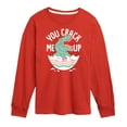 thumbnail image 1 of Instant Message - Dino Egg You Crack Me Up - Toddler And Youth Long Sleeve Graphic T-Shirt, 1 of 6