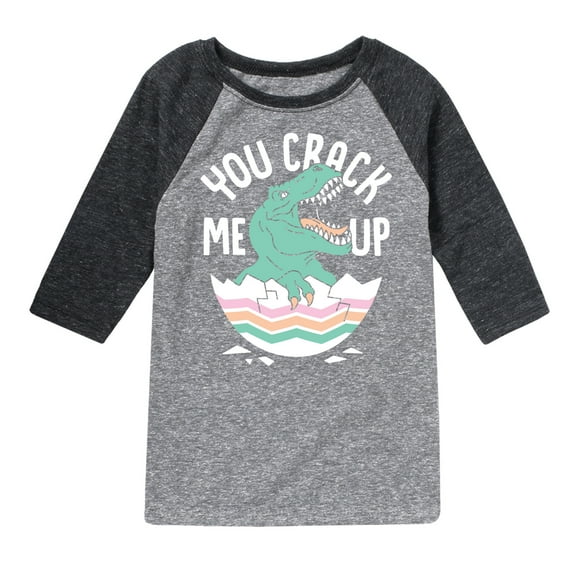 Instant Message - Dino Egg You Crack Me Up - Toddler And Youth Raglan Graphic T-Shirt