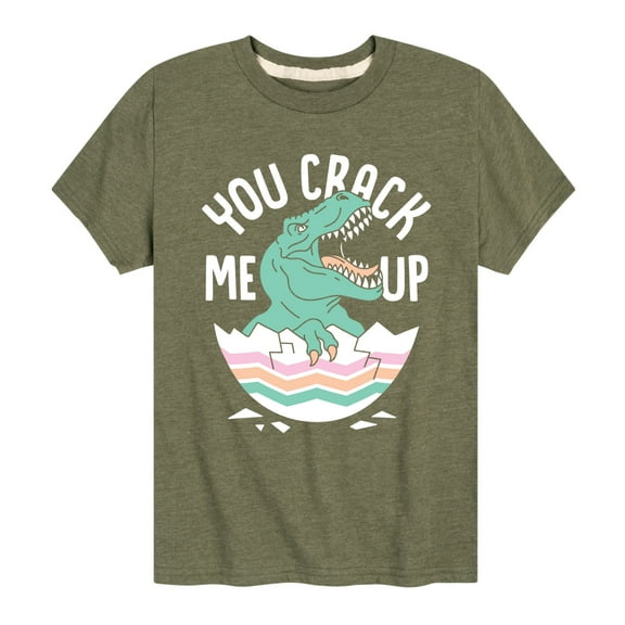 Instant Message - Dino Egg You Crack Me Up - Toddler And Youth Short Sleeve Graphic T-Shirt