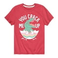 thumbnail image 1 of Instant Message - Dino Egg You Crack Me Up - Toddler And Youth Short Sleeve Graphic T-Shirt, 1 of 6
