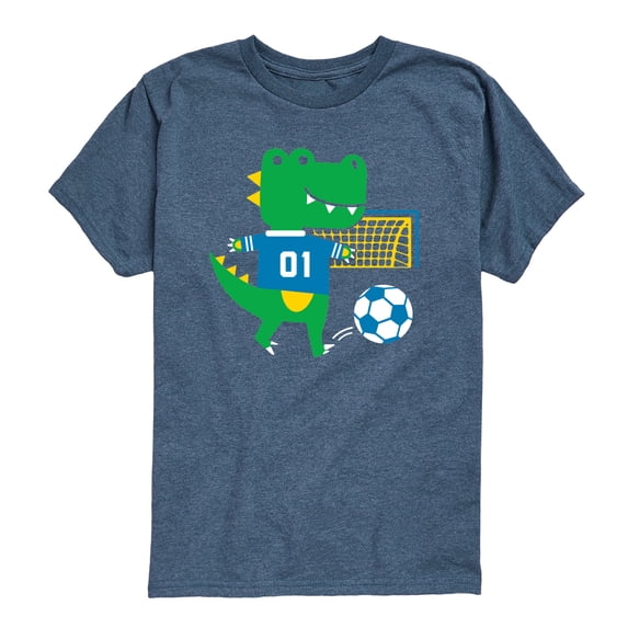 Instant Message - Dino Playing Soccer Toddler Short Sleeve Graphic T-Shirt