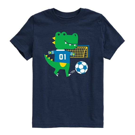 Instant Message - Dino Playing Soccer - Toddler Boys Short Sleeve Graphic T-Shirt