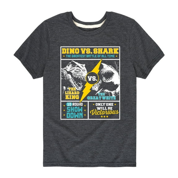 Instant Message - Dino Vs Shark - Youth Short Sleeve Tee