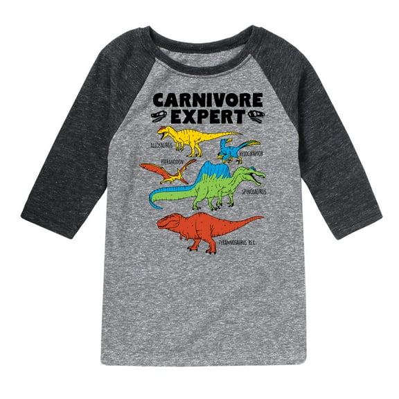 Instant Message - Dinosaur - Carnivore Expert - Toddler & Youth Raglan Graphic T-Shirt