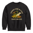 thumbnail image 1 of Instant Message - Dinosaur - Friends Come in Every Shape & Size - Toddler & Youth Crewneck Fleece Sweatshirt, 1 of 5