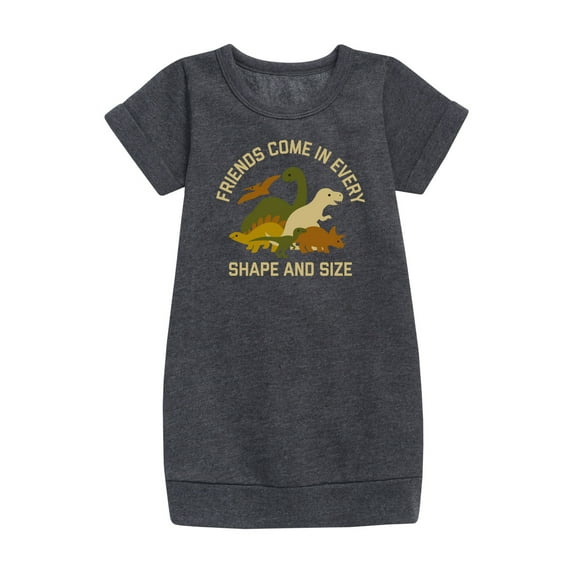 Instant Message - Dinosaur - Friends Come in Every Shape & Size - Toddler & Youth Girls Fleece Dress