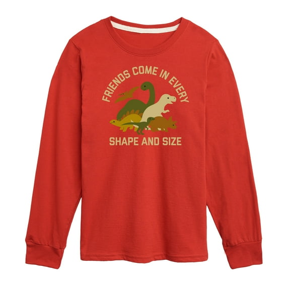 Instant Message - Dinosaur - Friends Come in Every Shape & Size - Toddler & Youth Long Sleeve Graphic T-Shirt
