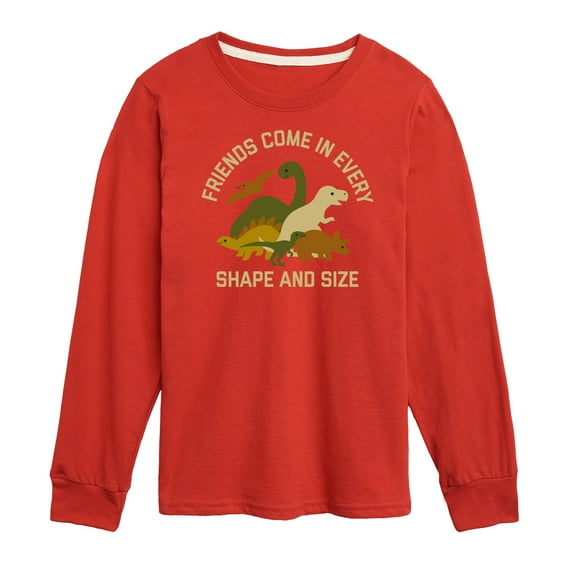 Instant Message - Dinosaur - Friends Come in Every Shape & Size - Toddler & Youth Long Sleeve Graphic T-Shirt