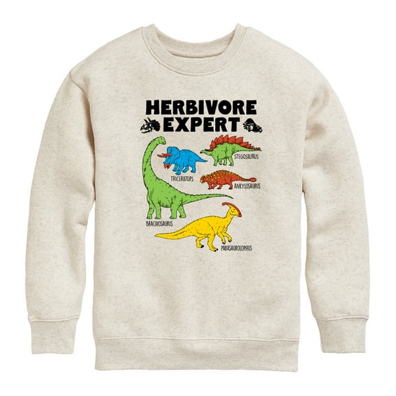 Instant Message - Dinosaur - Herbivore Expert - Toddler & Youth Crewneck Fleece Sweatshirt
