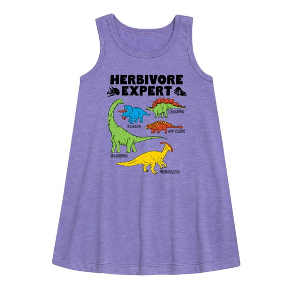 Instant Message - Dinosaur - Herbivore Expert - Toddler & Youth Girls A-line Dress