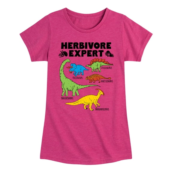 Instant Message - Dinosaur - Herbivore Expert - Toddler & Youth Girls Short Sleeve Graphic T-Shirt