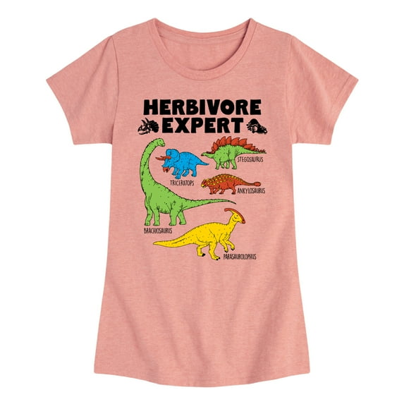 Instant Message - Dinosaur - Herbivore Expert - Toddler & Youth Girls Short Sleeve Graphic T-Shirt
